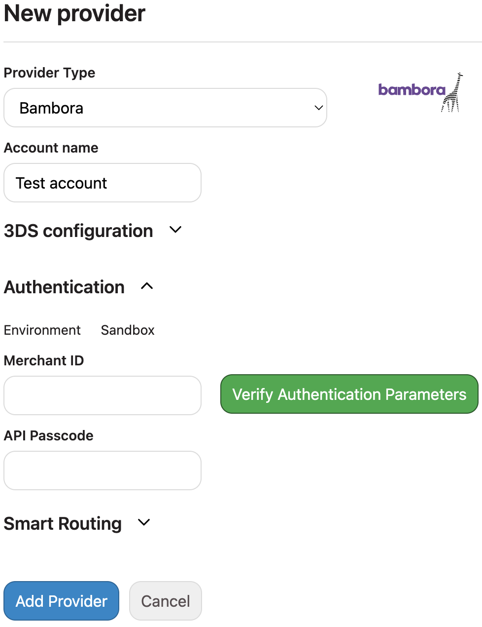 Add Bambora Provider