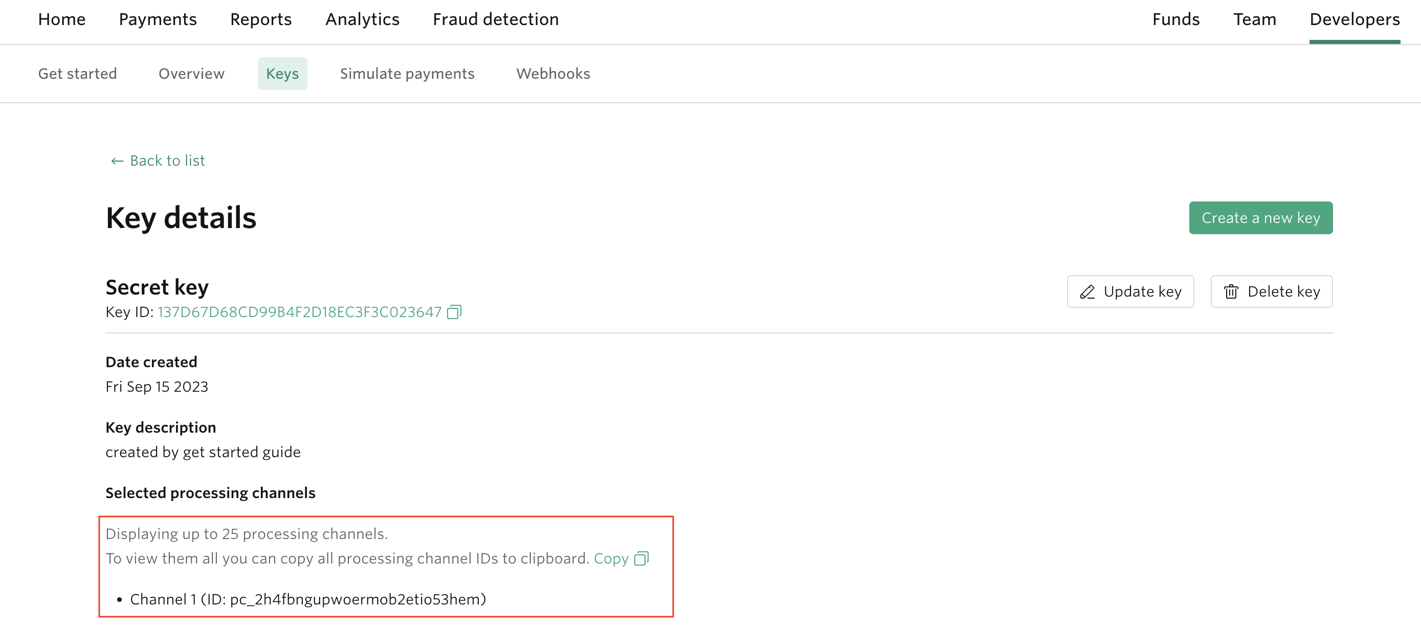 Get Processing Channel ID