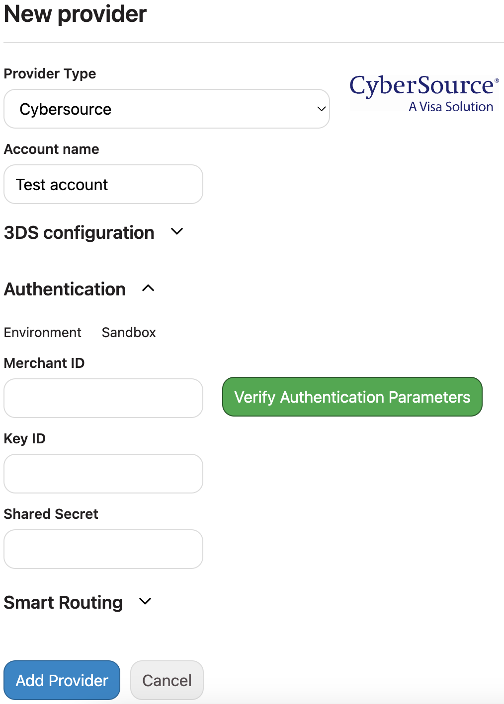 Add Cybersource Provider