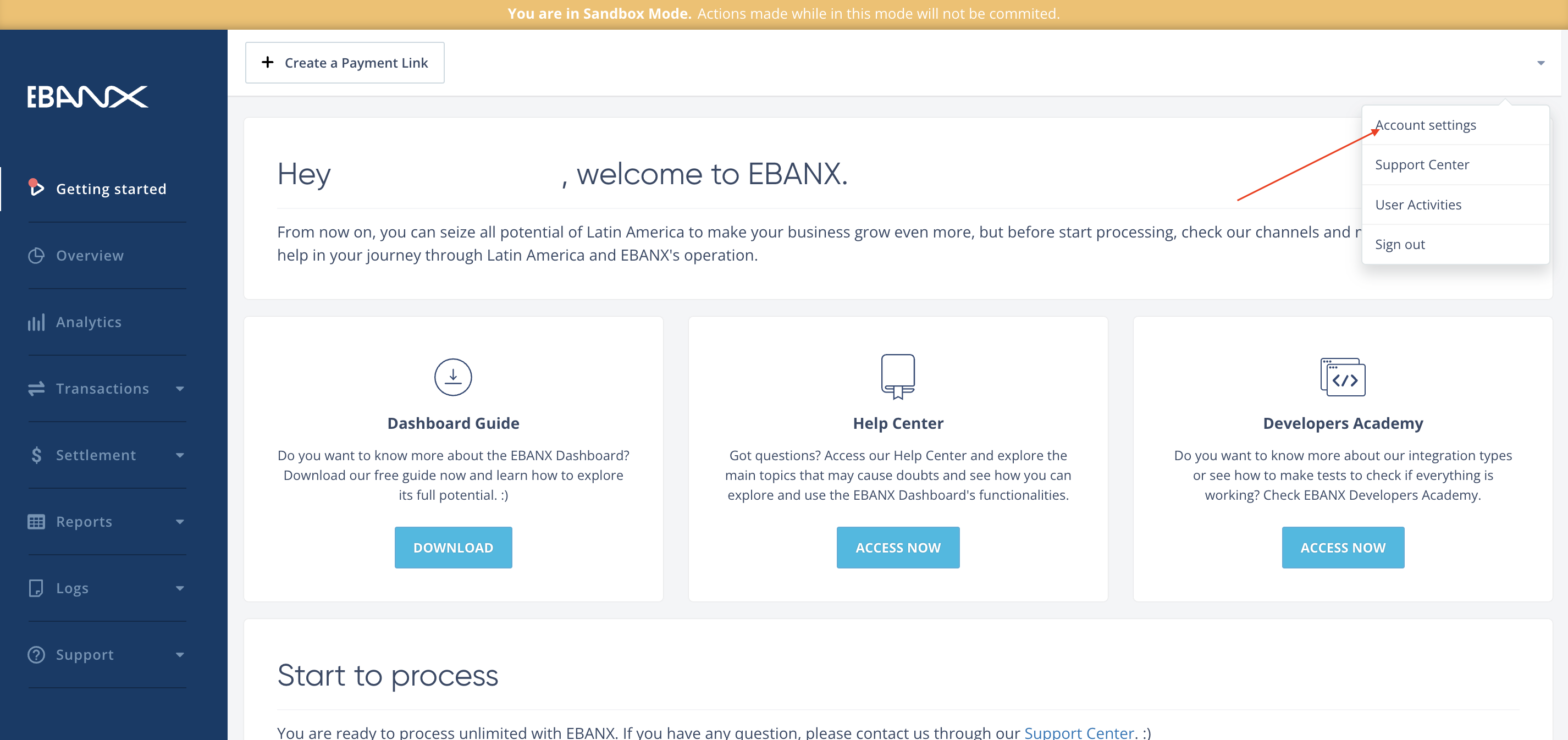 EBANX Account Settings