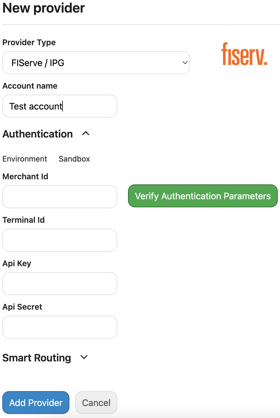 Add Fiserv Commerce Hub Provider