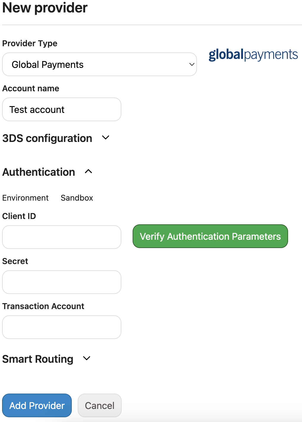 Add Global Payments Provider