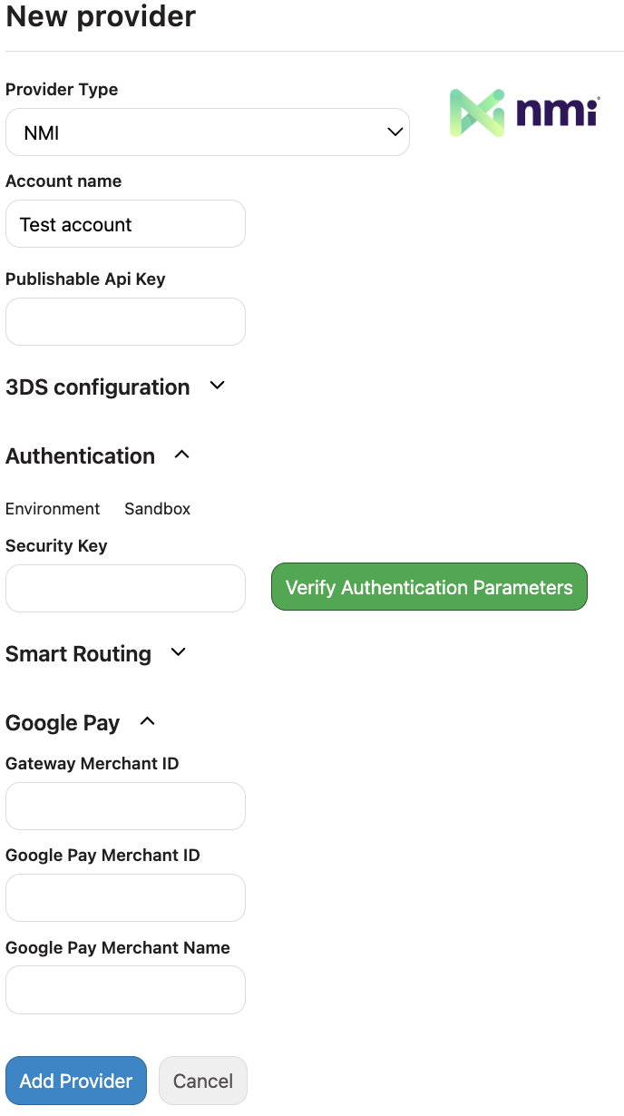 Add NMI Provider