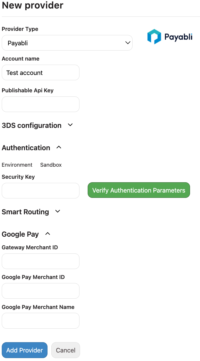 Add Payabli Provider