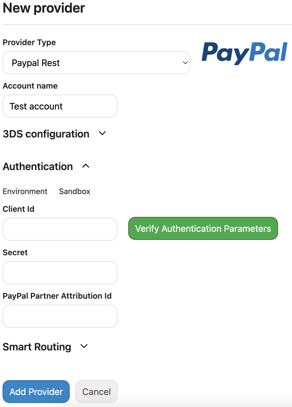 Add PayPal Provider