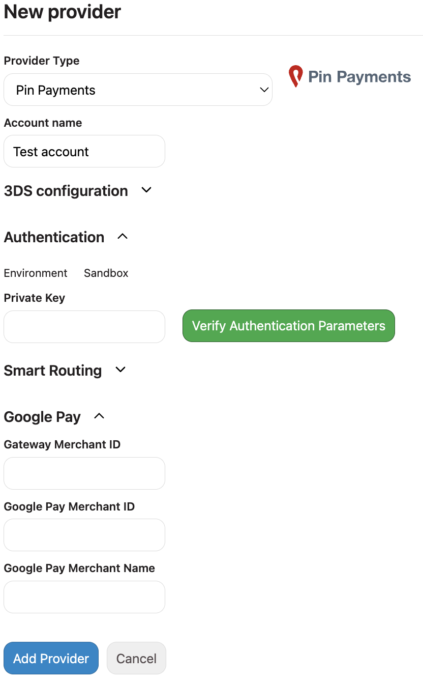 Add Pin Payments Provider