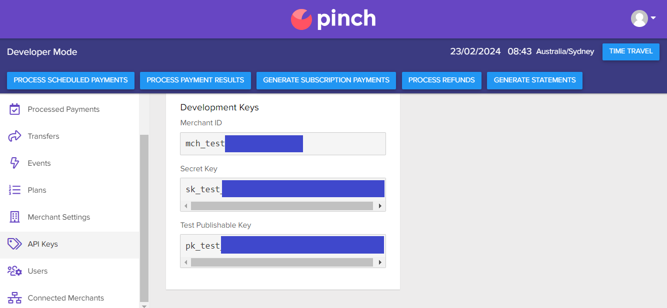 Pinch API Keys